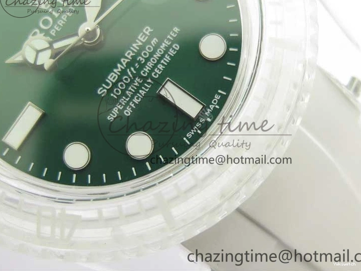 Dial Strap White Green Submariner on VR3135 3AF Transparent Best Phantomlab Edition Rubber 0217